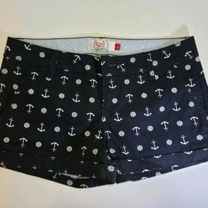 SO shorts black white anchors sailing nautical NWT